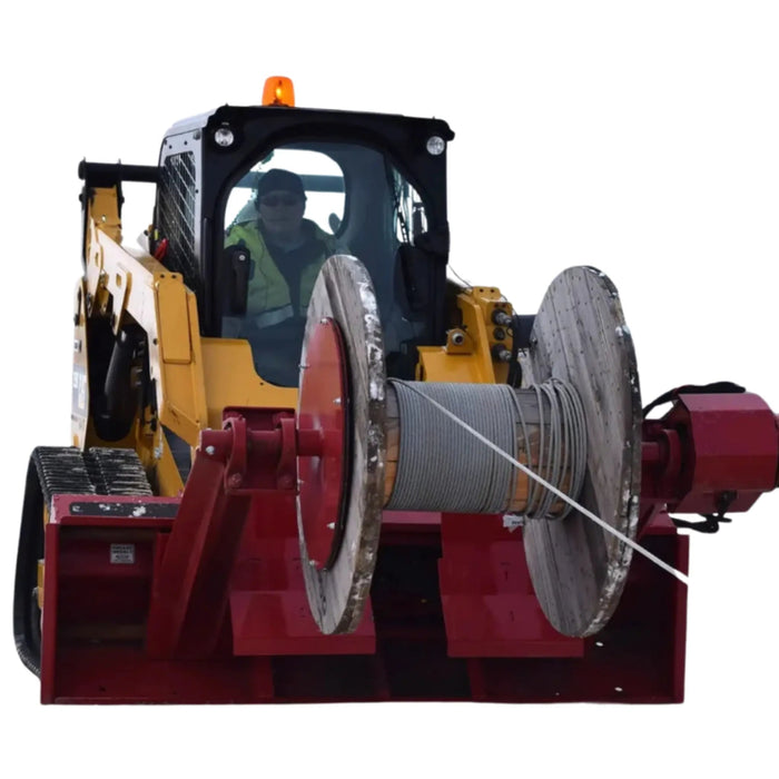 EZ SPOT UR Skid Steer Wire Reel Attachment in white background