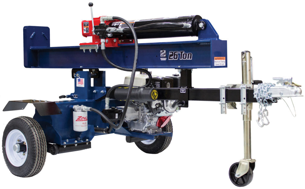 Iron and Oak 26 Ton Vertical Horizontal Log Splitter Torsion Axle left side view