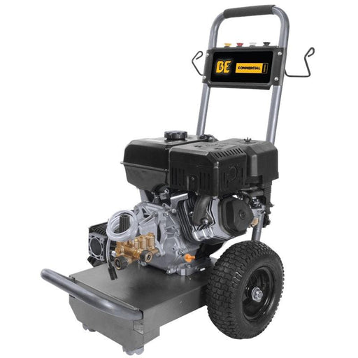 BE Power Equipment 4000 PSI Gas Pressure Washer B4015RCS 420cc Direct Drive PowerEase Engine Triplex Comet ZWD4040G in white background