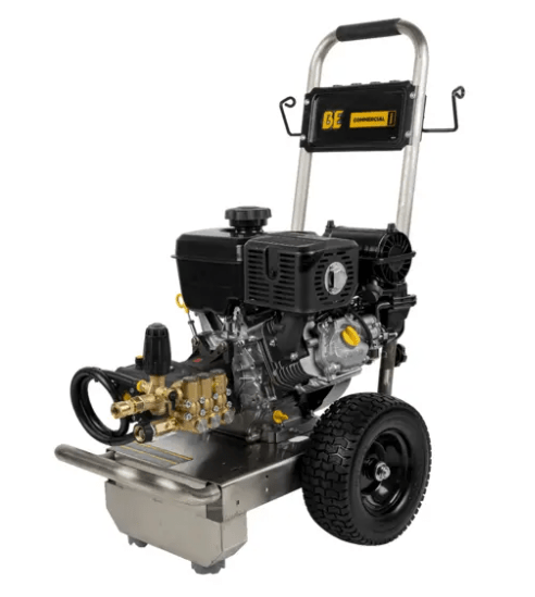 BE Power Equipment 4400 PSI 4_0 GPM Gas Pressure Washer B4414VSAS with Vanguard 400 Engine AR Triplex Pump in white background