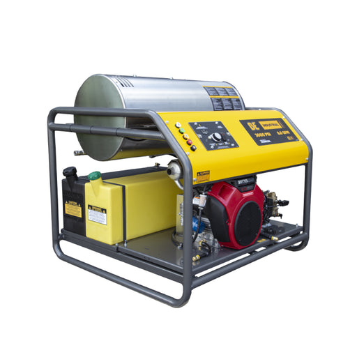 BE Power Equipment Hot Water Pressure Washer 3000PSI Honda GX690 General Triplex Pump in white background