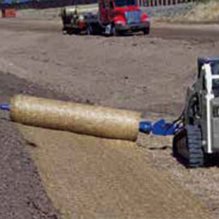 Blue Diamond Material Roller Attachment for Skid Steer in Action