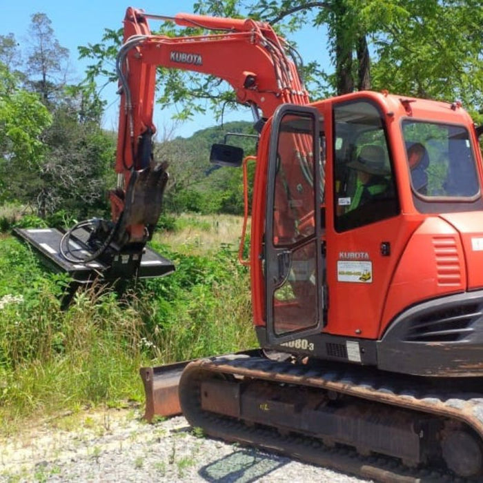 Blue Diamond Mini Excavator Brush Cutter in Pasture