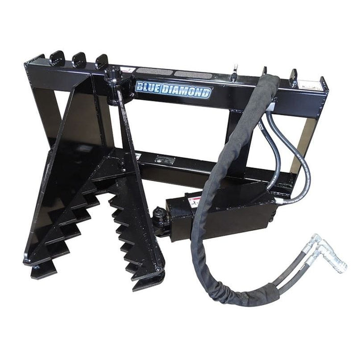 Blue Diamond Skid Steer Tree Puller Attachment in white background