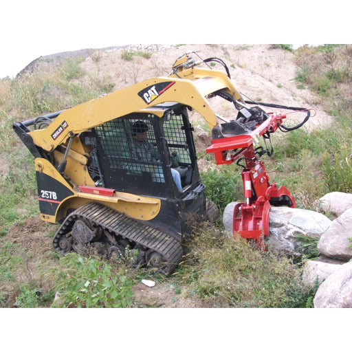 EZ SPOT UR 5 Finger Rock and Tree Hand Skid Steer Grapple Attachment in action