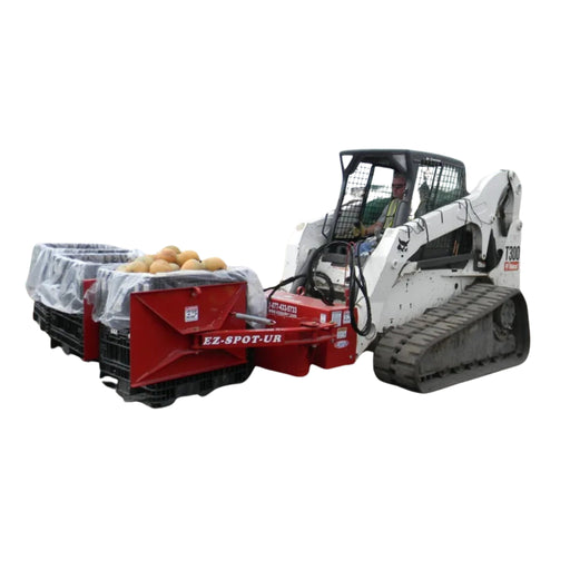 EZ SPOT UR Clamping Pallet Forks Skid Steer Attachment in white background