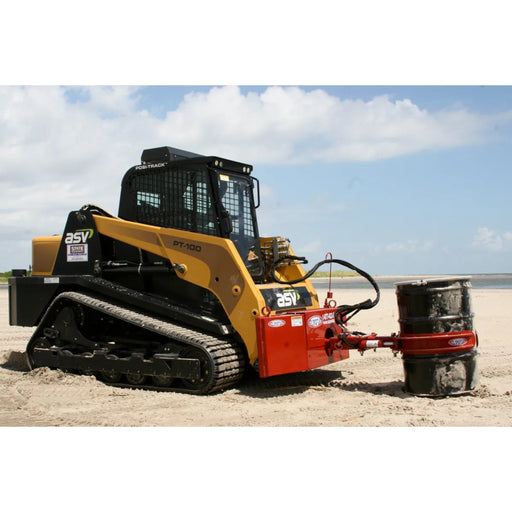 EZ SPOT UR Skid Steer Barrel Handler Attachment mounted