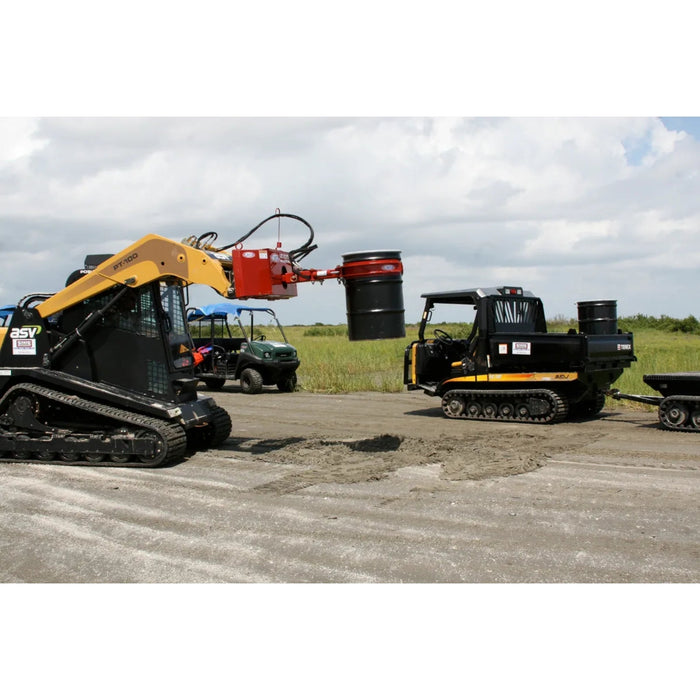 EZ SPOT UR Skid Steer Barrel Handler Attachment operating