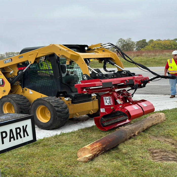 EZ SPOT UR Skid Steer Pole Setter in field