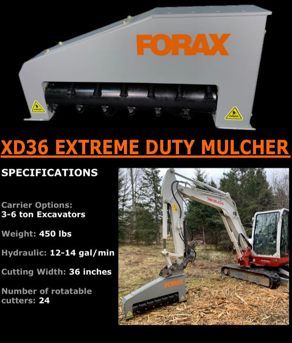 Forax Equipment XD36 Extreme Duty Excavator Mulcher Specifications