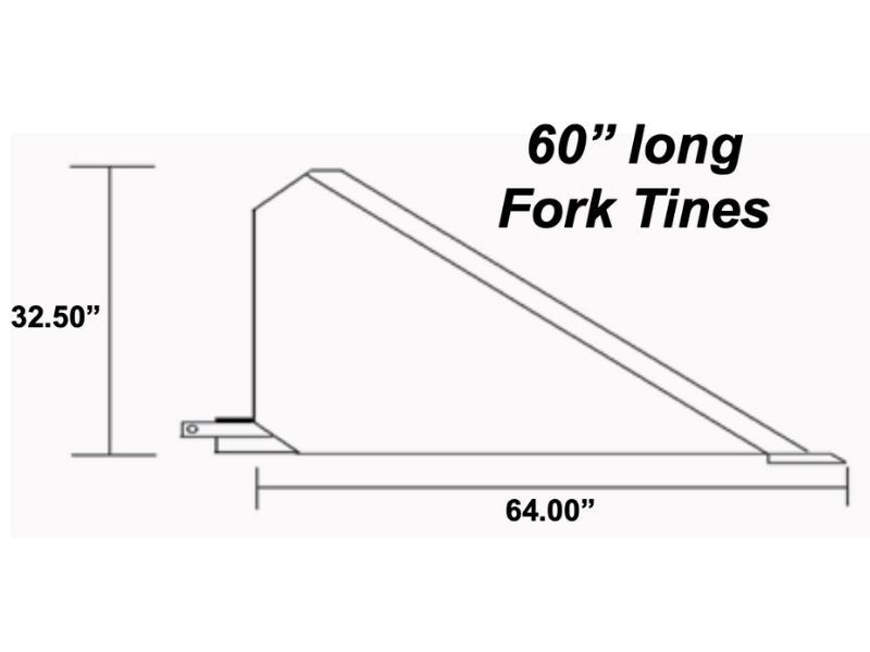 Haugen Attachments Extended Fork Slot Bucket 60 Fork Tines dimensions