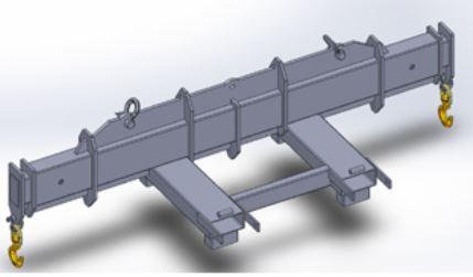 Haugen Attachments Fork Mounted Adjustable Spreader Bar with Top Hooks side view