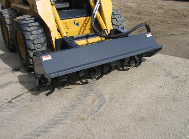 Haugen Attachments Skid Steer Rotary Tiller right front view