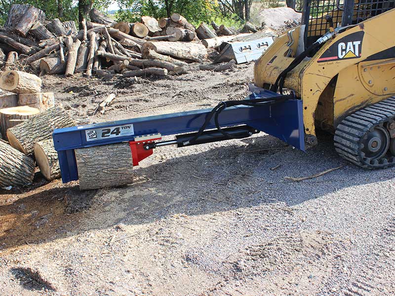 Iron Oak Upside Down 24 Ton Skid Steer Log Splitter Attachment at work