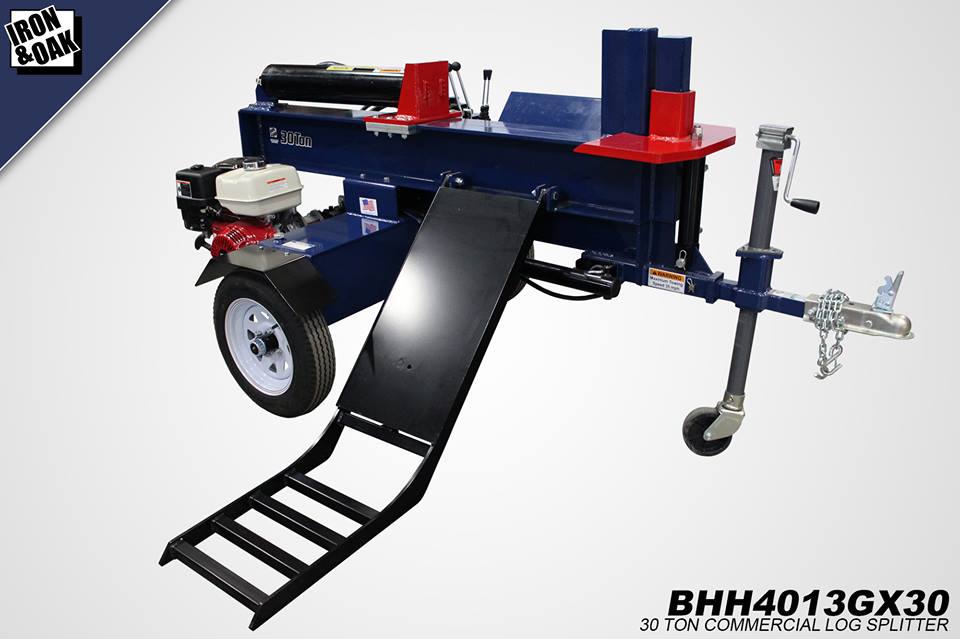 Iron and Oak 30 Ton Log Splitter With Log Lift left side view