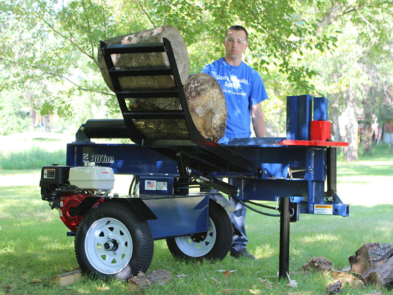 Iron and Oak 30 Ton Log Splitter With Log Lift side view