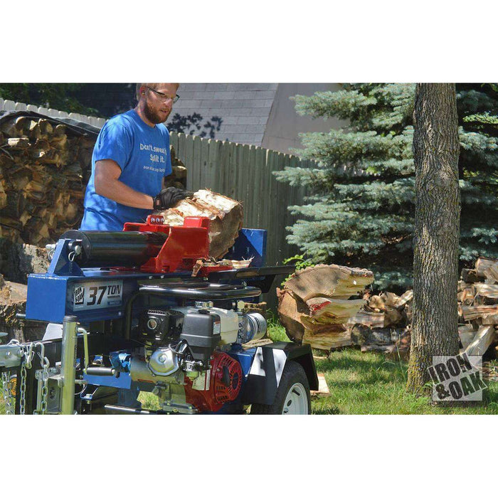 Iron and Oak 37 Ton Log Splitter in action