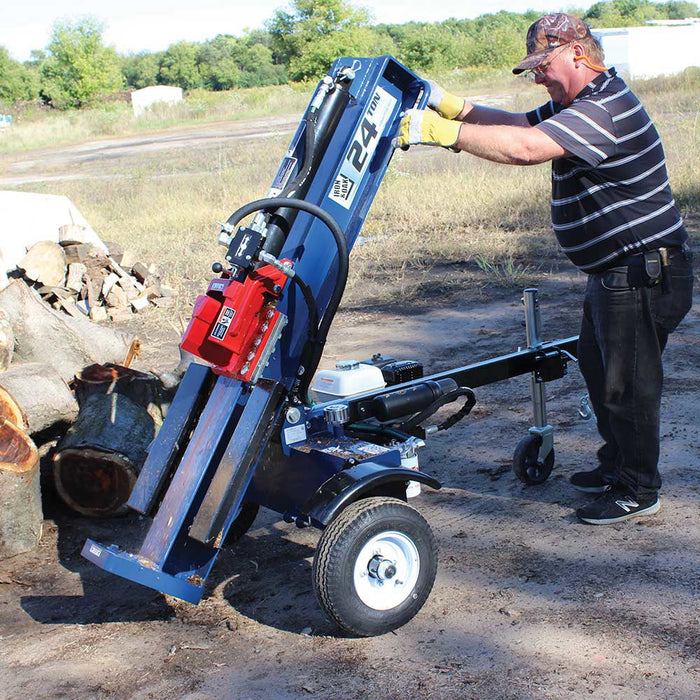 Iron and Oak Vertical Horizontal 24 Ton Log Splitter at work
