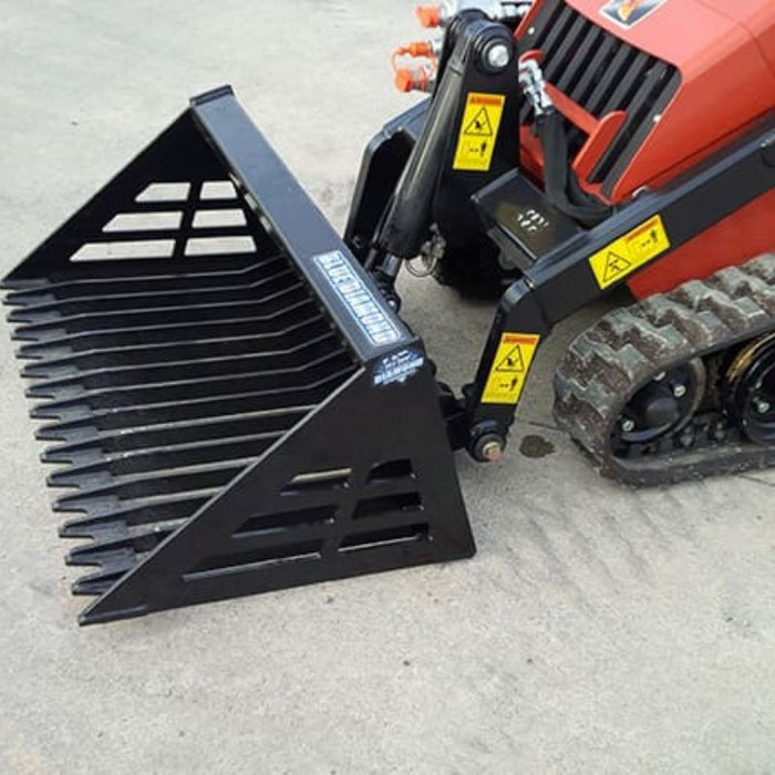 Mini Skid Steer Rock Bucket Left Side View