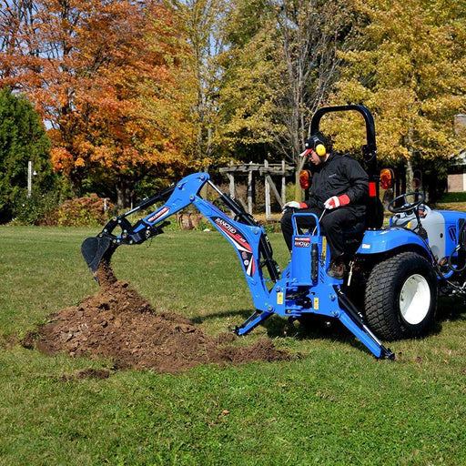 Wallenstein GE605 Backhoe Atttachment for Tractor or Skid Steer in action