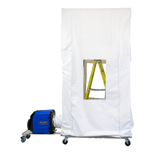 abatement technologies aire guardian ag3000mccc mobile containment cube with durable caddycar in white background
