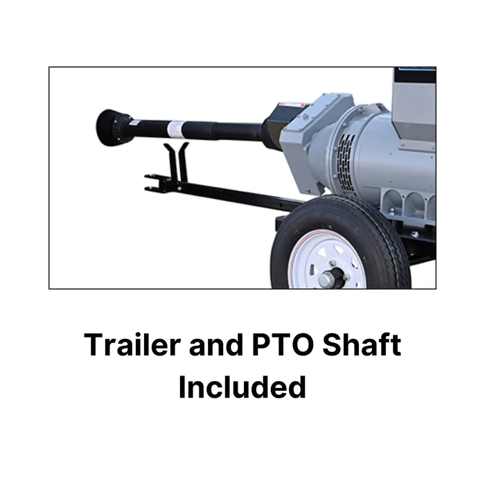 baumalight generator kr series trailer and pto shaft in white background