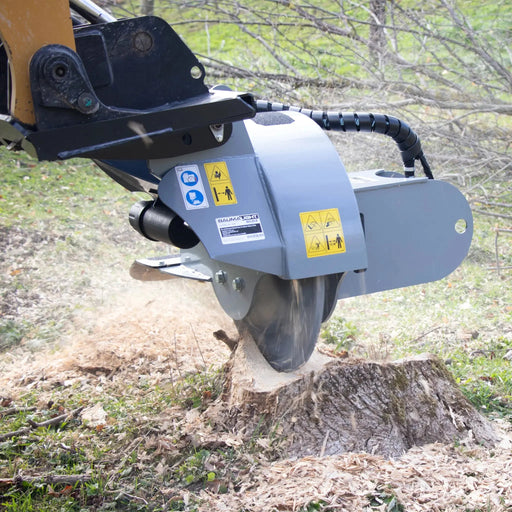 baumalight s22 skid steer stump grinder in action