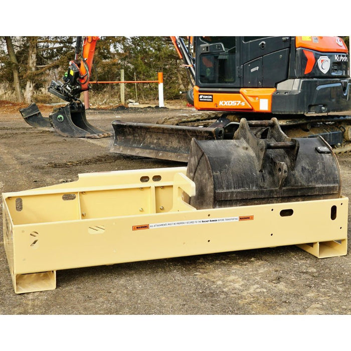 bucket bunker excavator bucket storage rack front view in use