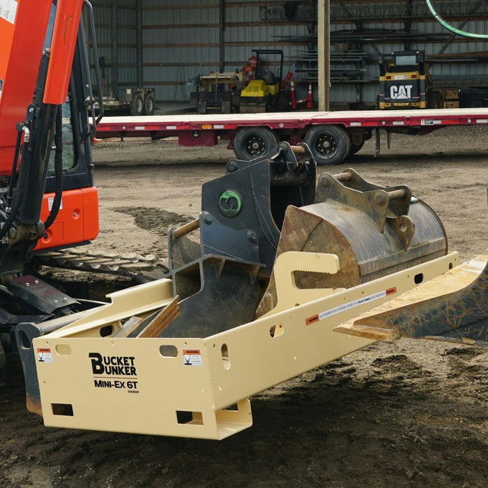 bucket bunker excavator bucket storage side view in use