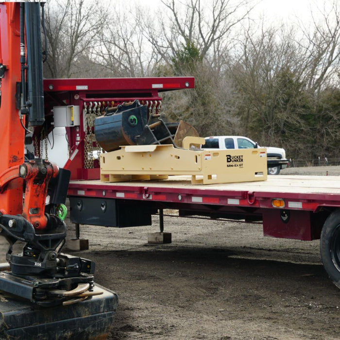 bucket bunker excavator storage rack on trailer