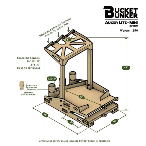 bucket bunker mini auger lite dimensions