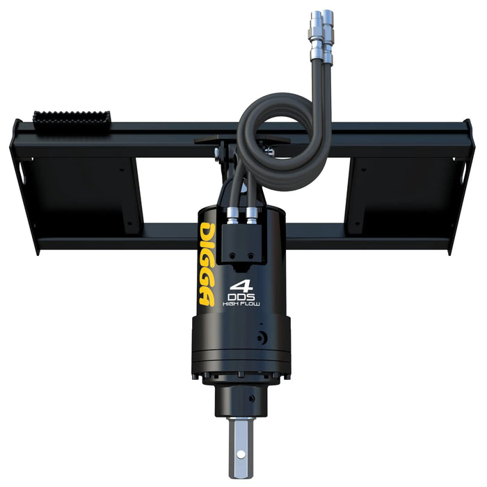 Digga 4DDS High Flow Auger Package with Mount for Skid Steer and Excavators in white background