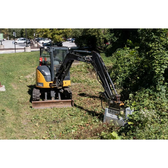 excavator attachments left view in action