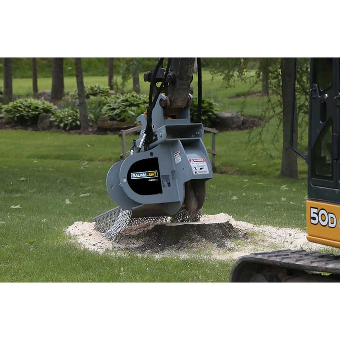 excavator tree grinder	working