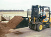 forklift dump bucket in action