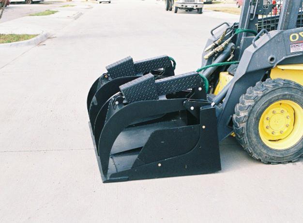 grapple buckets for skid steers side view