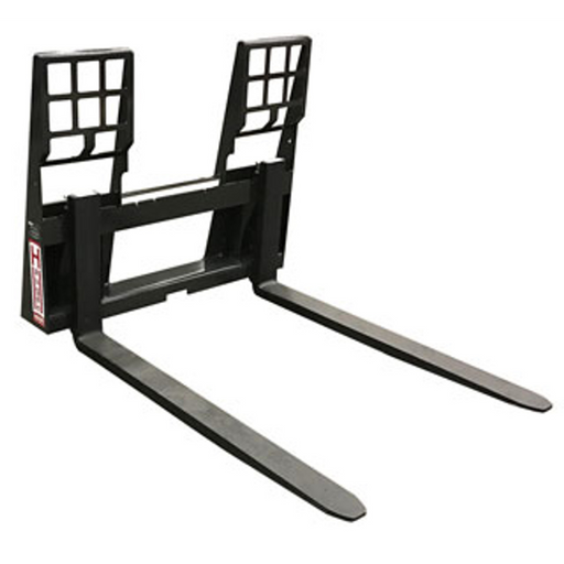 haugen attachments walk through frame rail style pallet forks in white background