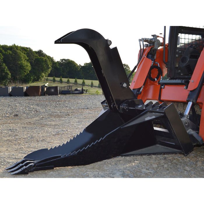 Loflin Fabrication Skid Steer Stump Bucket Grapple in field