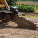 lowe trencher for skid steer on skid steer and in use