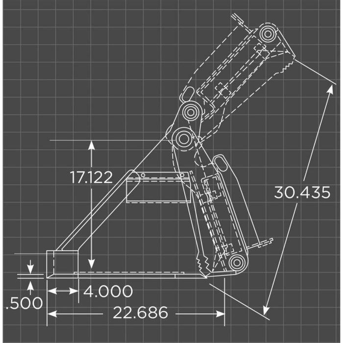 mini skid steer bucket dimensions chart