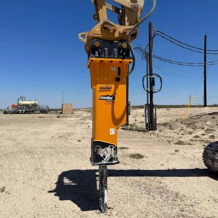 montana excavator hammer on large excavator front view