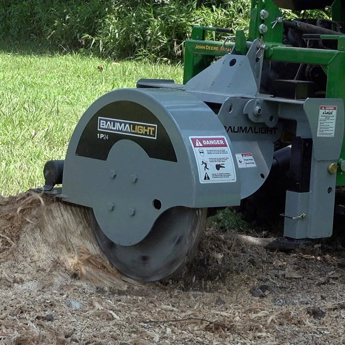 pto driven stump grinder left side view