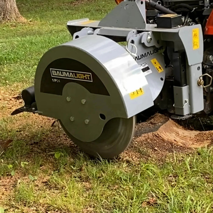 pto powered stump grinder  in field