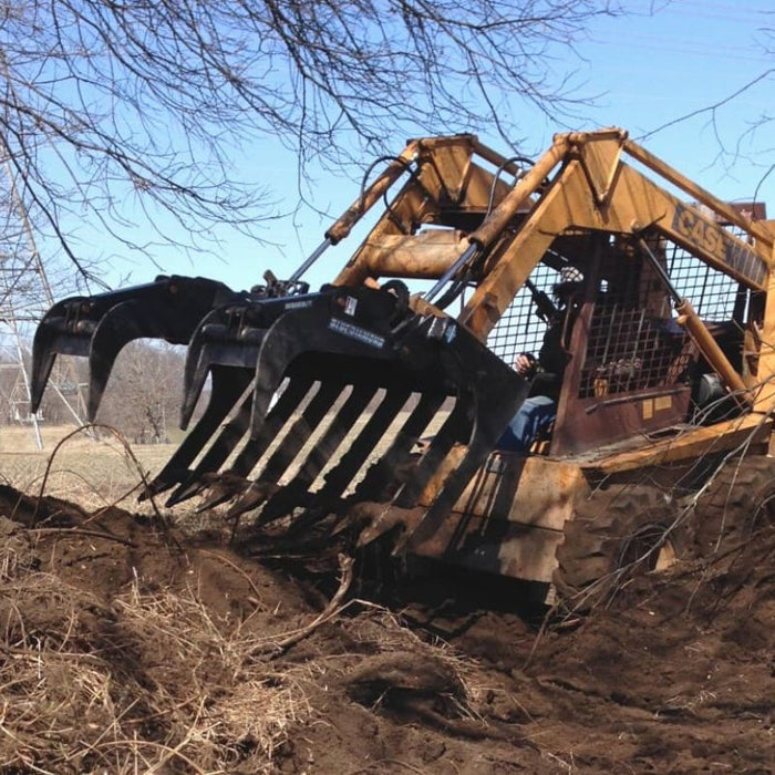 root bucket for skid steer attached