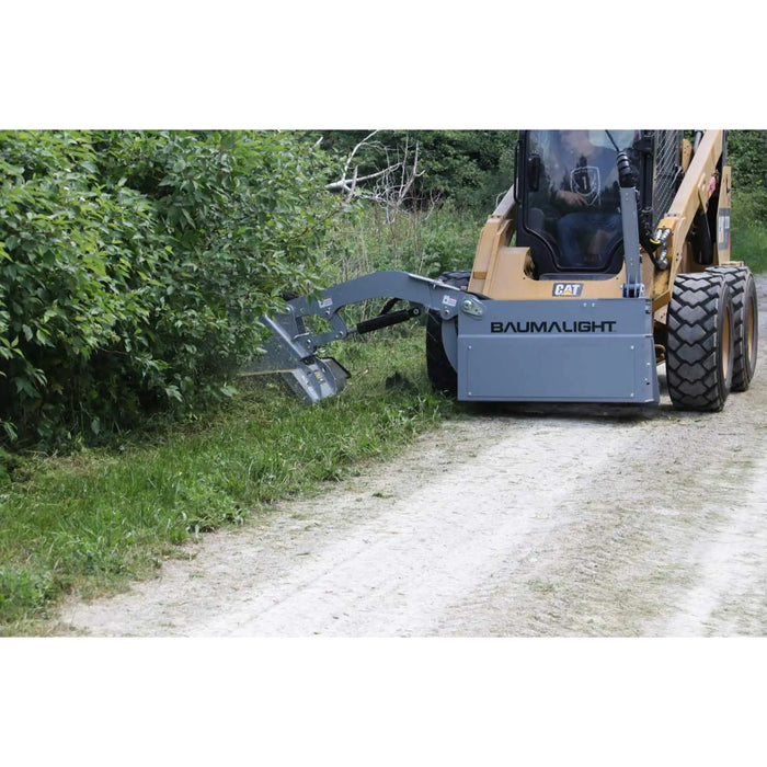 side boom mower for skid steer in field