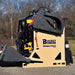 skid steer attachment holder bucket bunker right side view in use