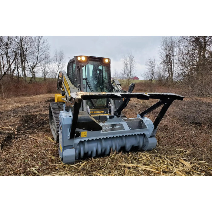 skid steer brush mulcher side in field