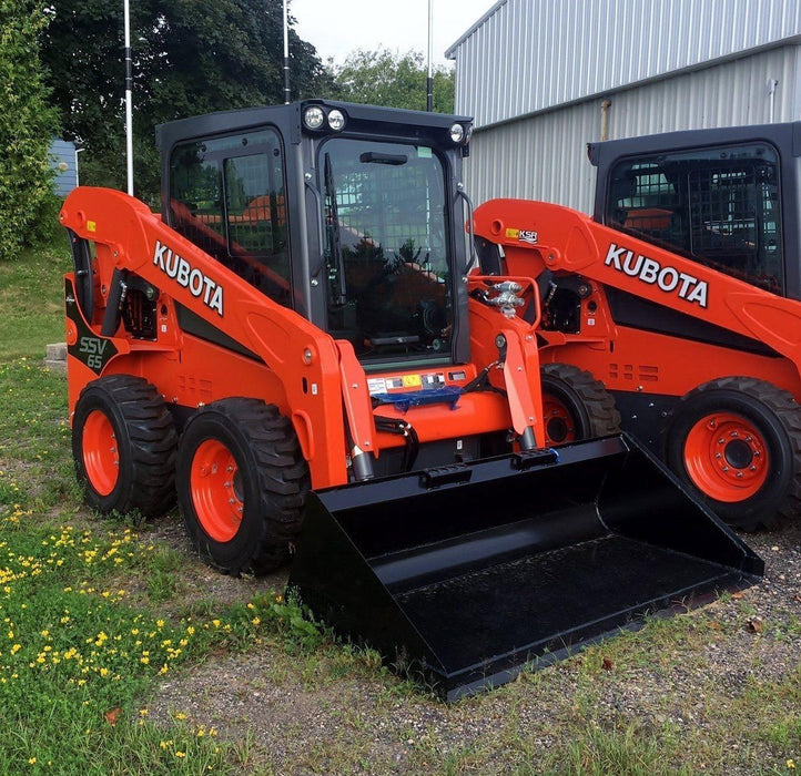 skid steer bucket attached side view