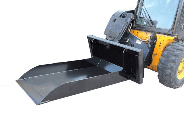 skid steer bucket attachment left view on white background