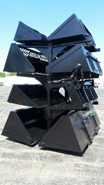 skid steer bucket storage rack stacked